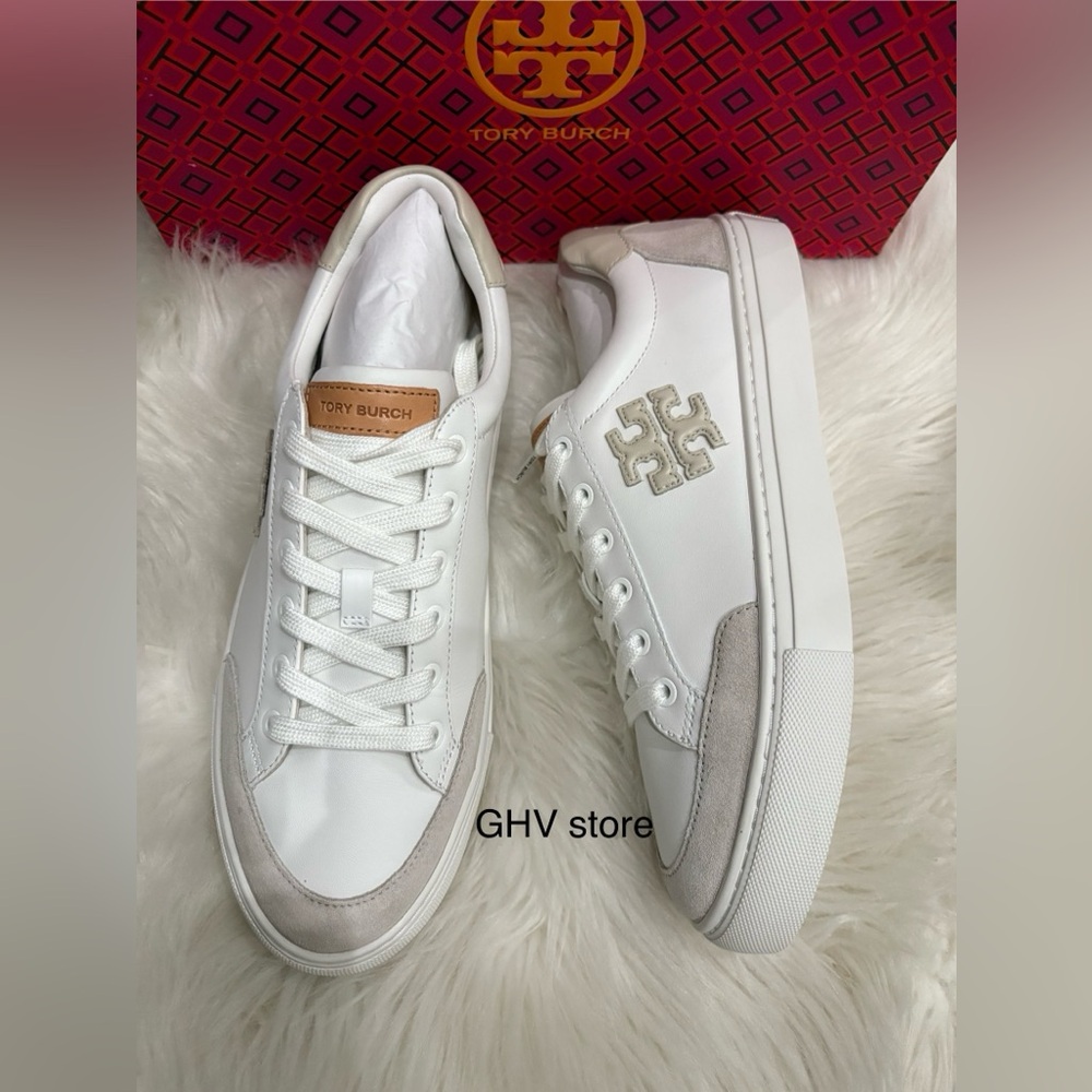 Tory Burch White and Beige Women's Athletic Shoes